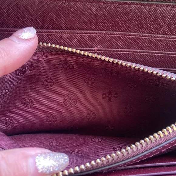 Tory Burch Purple Wonderland Vine Saffiano Leather Zip Around - Main Image